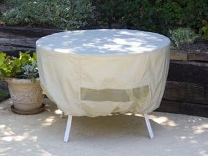 Covermates Round Dining Table Cover - Water-Resistant Polyester, Mesh Ventilation, Patio Table Covers, Round 72DIAMETER x 30H, Khaki