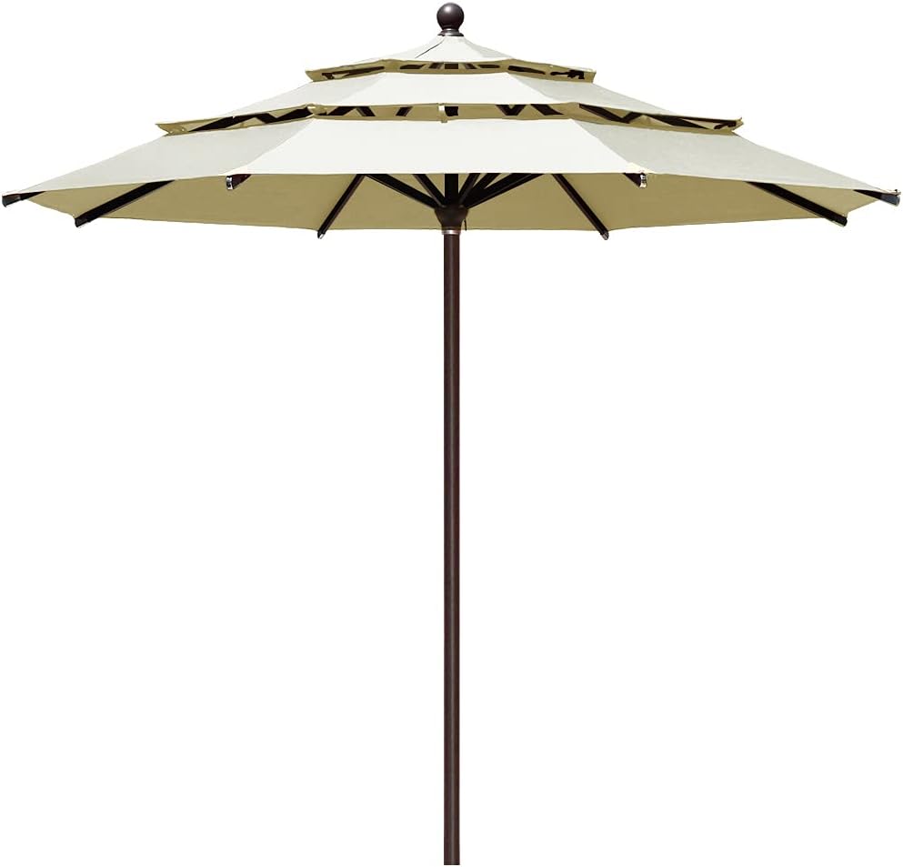 EliteShade USA 10-Year-Non-Fading 9Ft 3 Tiers Market Umbrella Patio Umbrella Outdoor Table Umbrella with Ventilation, Forest Green