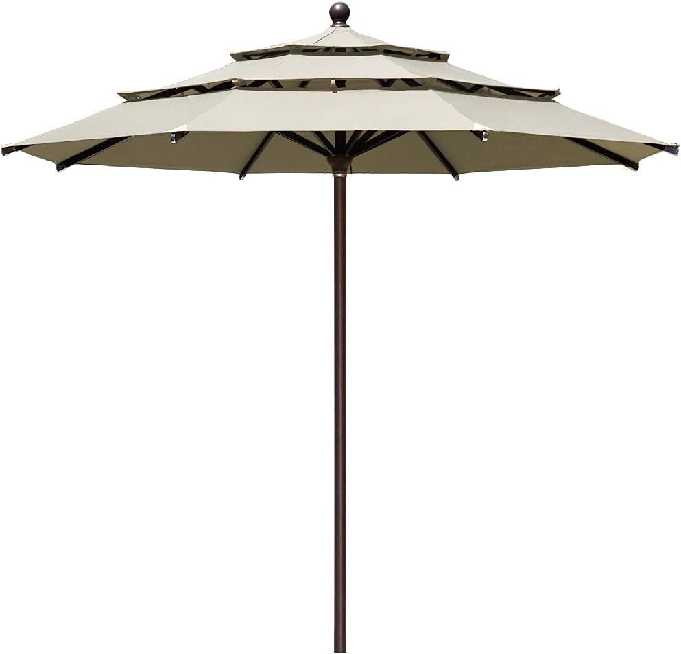 EliteShade USA 10-Year-Non-Fading 9Ft 3 Tiers Market Umbrella Patio Umbrella Outdoor Table Umbrella with Ventilation, Forest Green