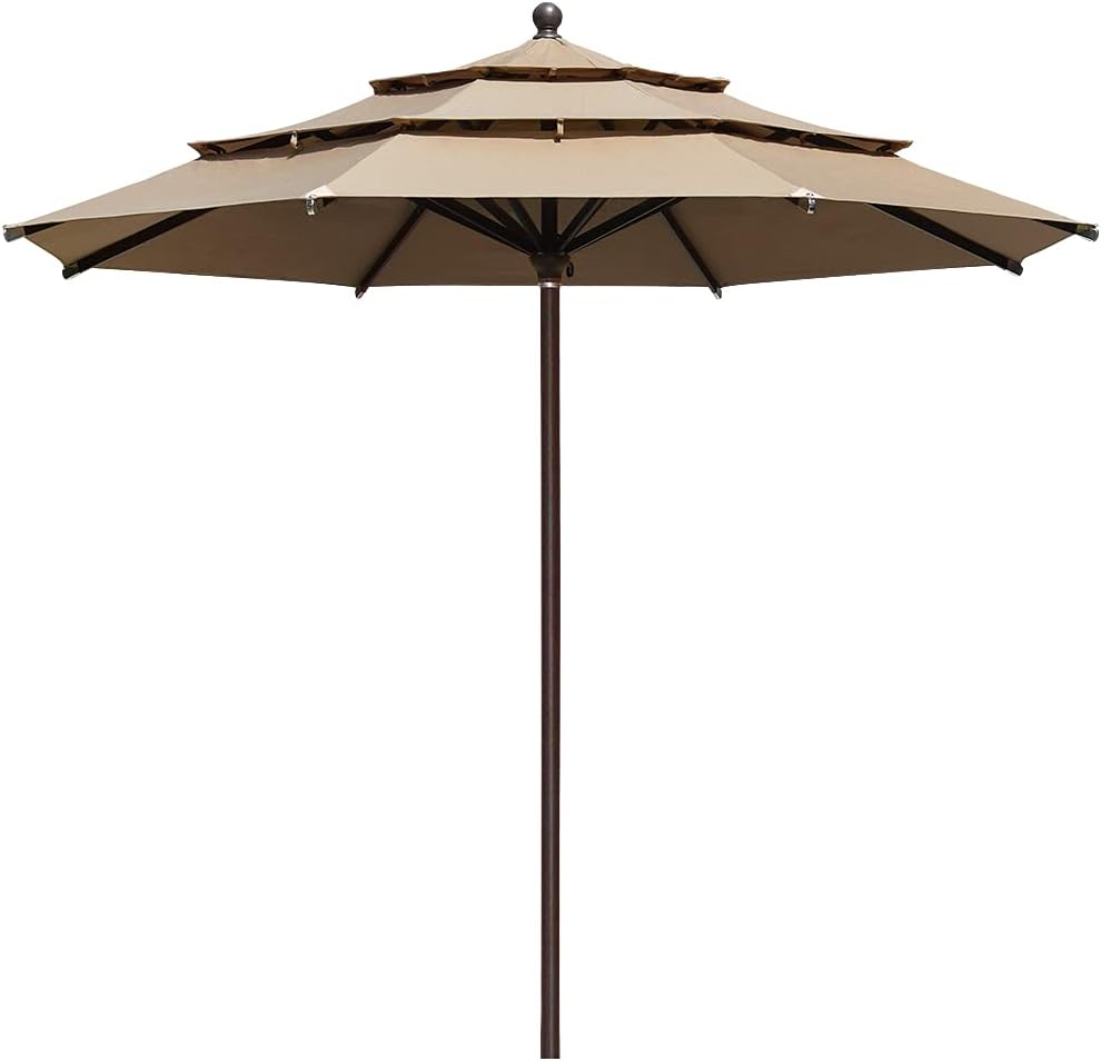 EliteShade USA 10-Year-Non-Fading 9Ft 3 Tiers Market Umbrella Patio Umbrella Outdoor Table Umbrella with Ventilation, Forest Green