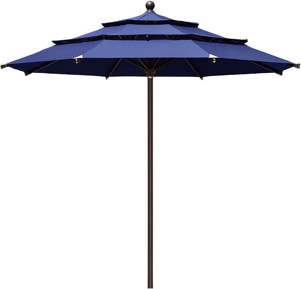 EliteShade USA 10-Year-Non-Fading 9Ft 3 Tiers Market Umbrella Patio Umbrella Outdoor Table Umbrella with Ventilation, Forest Green