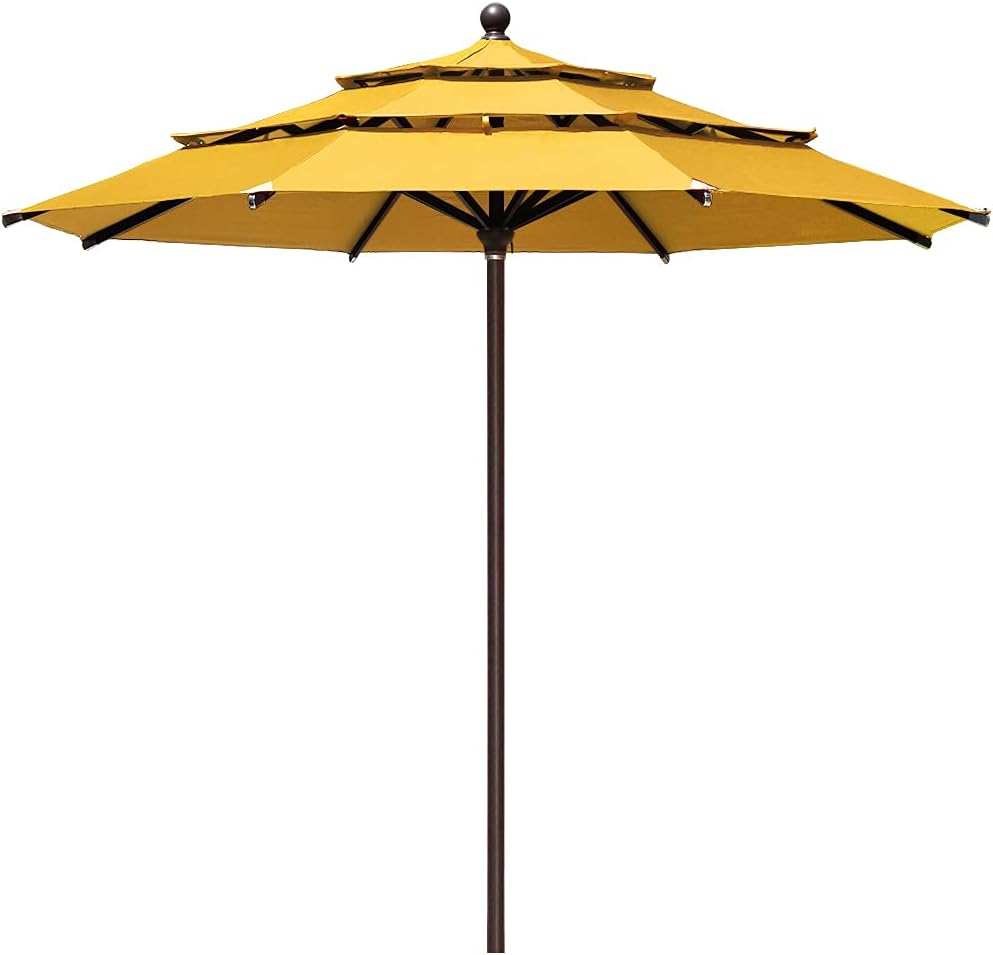 EliteShade USA 10-Year-Non-Fading 9Ft 3 Tiers Market Umbrella Patio Umbrella Outdoor Table Umbrella with Ventilation, Forest Green
