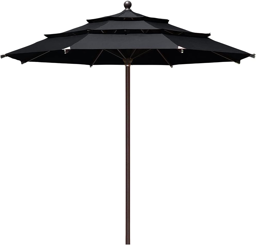 EliteShade USA 10-Year-Non-Fading 9Ft 3 Tiers Market Umbrella Patio Umbrella Outdoor Table Umbrella with Ventilation, Forest Green