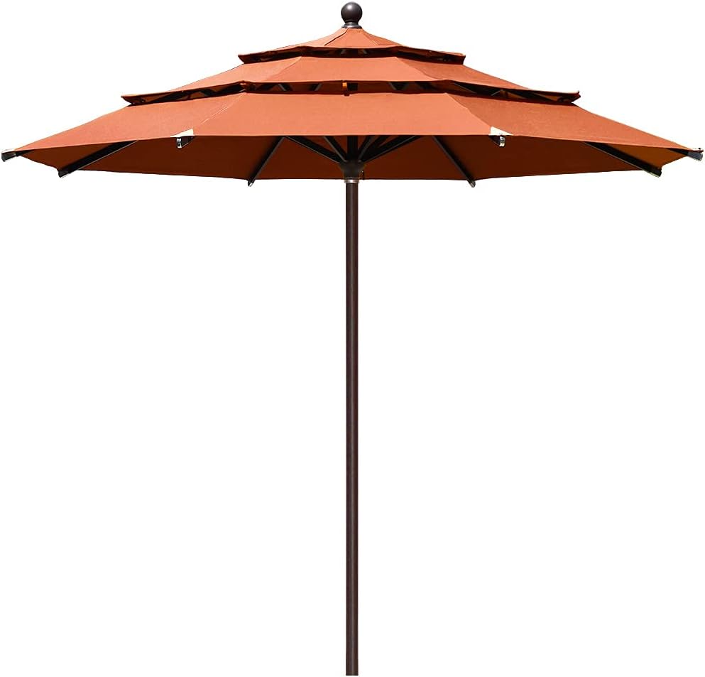 EliteShade USA 10-Year-Non-Fading 9Ft 3 Tiers Market Umbrella Patio Umbrella Outdoor Table Umbrella with Ventilation, Forest Green