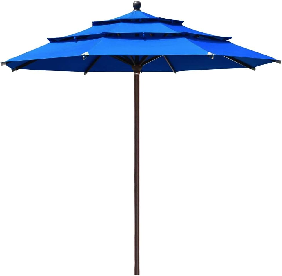 EliteShade USA 10-Year-Non-Fading 9Ft 3 Tiers Market Umbrella Patio Umbrella Outdoor Table Umbrella with Ventilation, Forest Green
