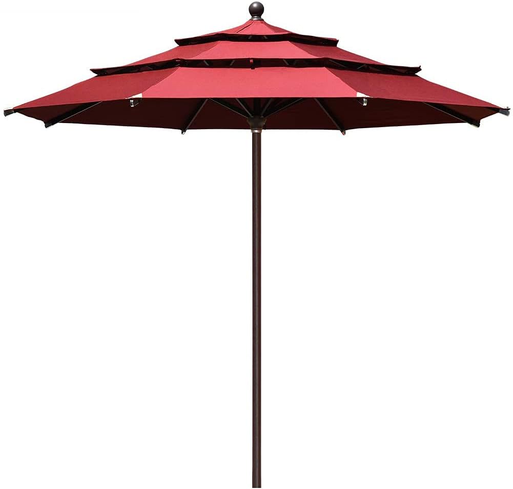EliteShade USA 10-Year-Non-Fading 9Ft 3 Tiers Market Umbrella Patio Umbrella Outdoor Table Umbrella with Ventilation, Forest Green