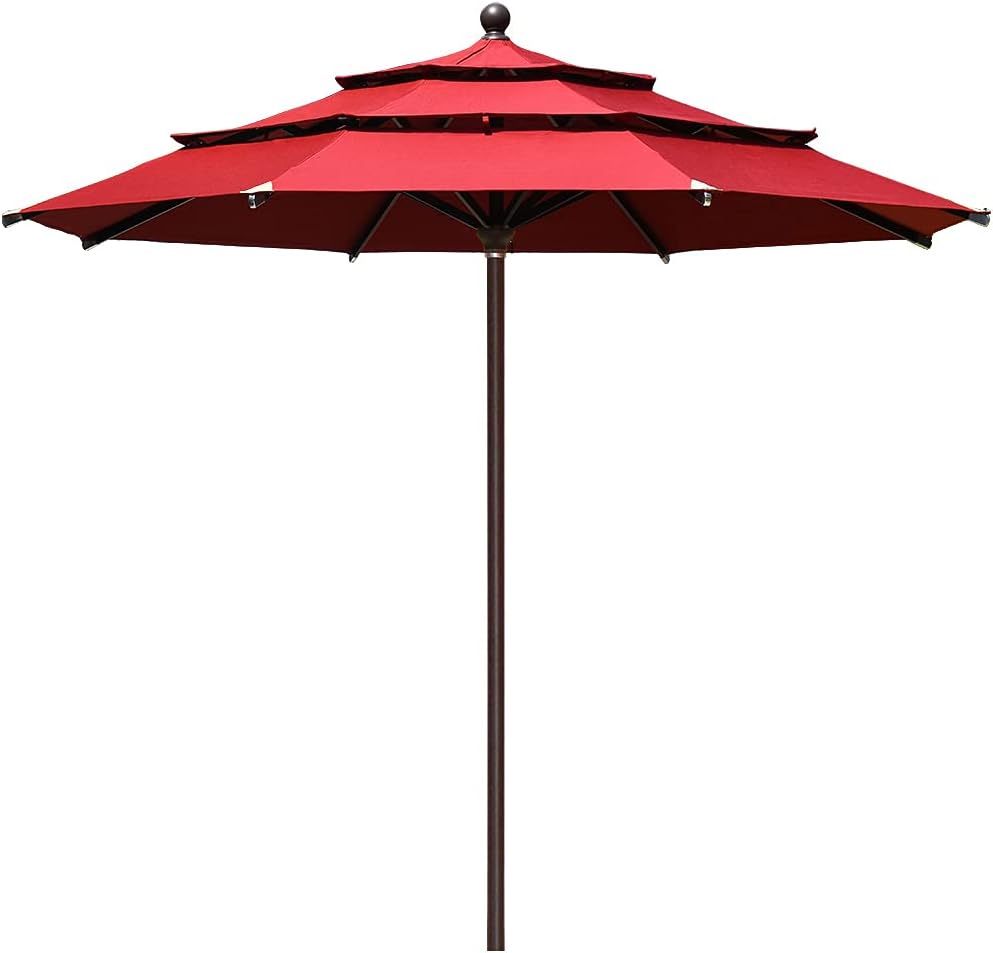 EliteShade USA 10-Year-Non-Fading 9Ft 3 Tiers Market Umbrella Patio Umbrella Outdoor Table Umbrella with Ventilation, Forest Green