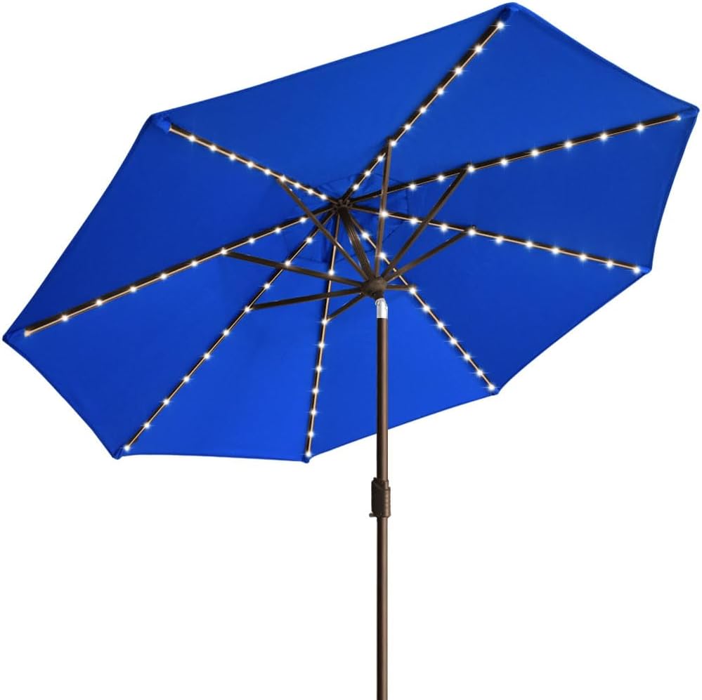 EliteShade USA 10-Year-Non-Fading Solar 9ft 3 Tiers Market Umbrella with 80 LED Lights Patio Umbrellas Outdoor Table with Ventilation,Burgundy