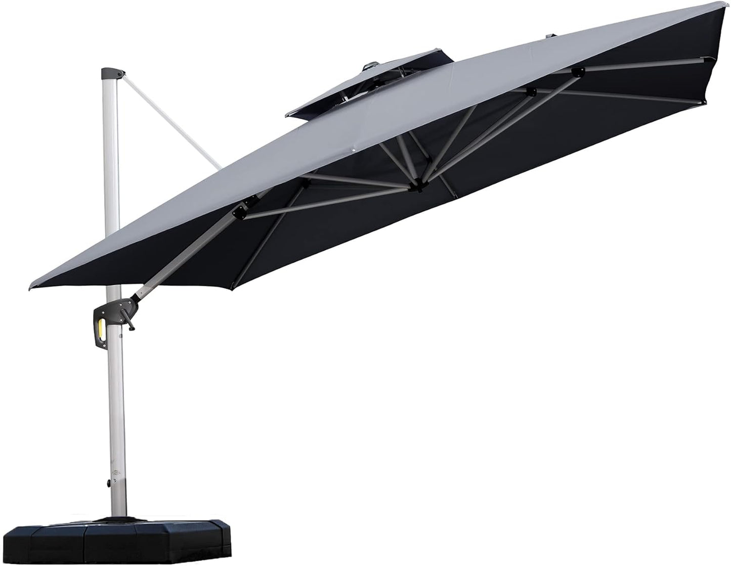 PURPLE LEAF 9' X 12' Patio Umbrella Outdoor Rectangle Umbrella Large Cantilever Umbrella Windproof Offset Heavy Duty Sun for Garden Deck Pool Patio, Beige