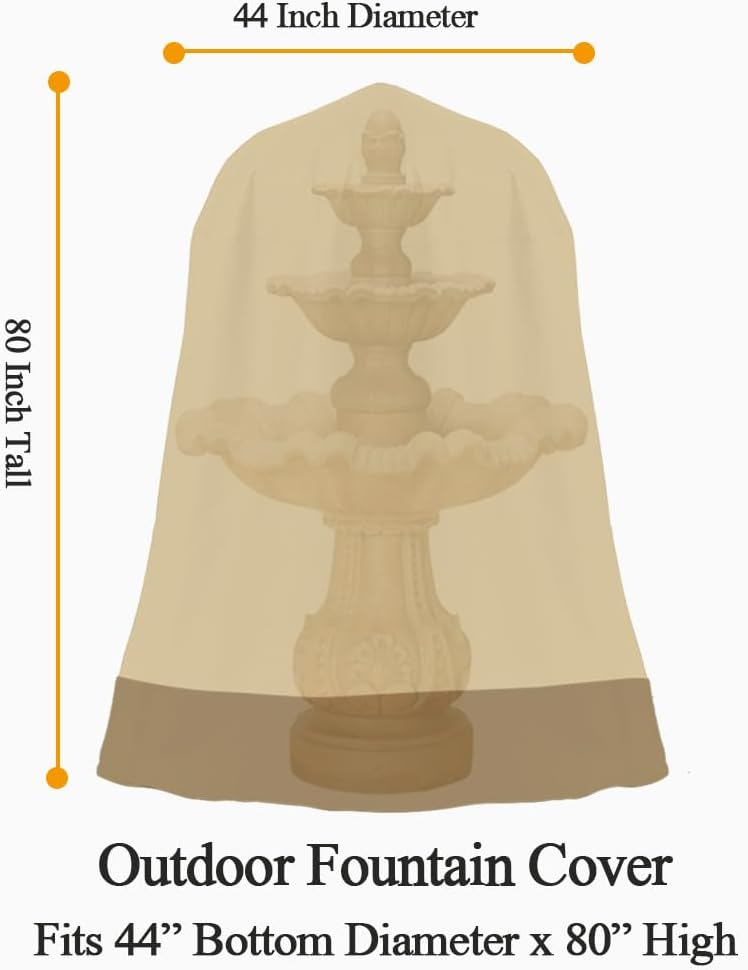 Outdoor Water Fountain Cover Waterproof Heavy Duty Cover for Winter Outdoor Garden Large Fountain Statue 44 Inch Diameter, 80 Inch Tall