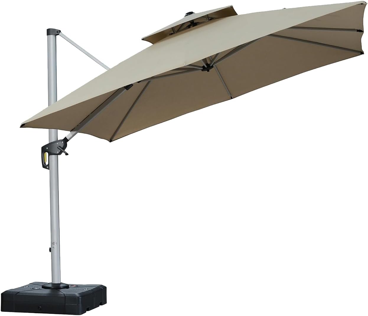 PURPLE LEAF 9' X 12' Patio Umbrella Outdoor Rectangle Umbrella Large Cantilever Umbrella Windproof Offset Heavy Duty Sun for Garden Deck Pool Patio, Beige