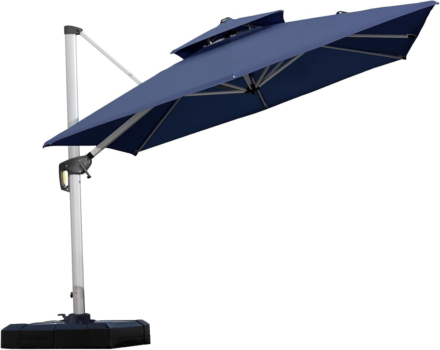 PURPLE LEAF 9' X 12' Patio Umbrella Outdoor Rectangle Umbrella Large Cantilever Umbrella Windproof Offset Heavy Duty Sun for Garden Deck Pool Patio, Beige