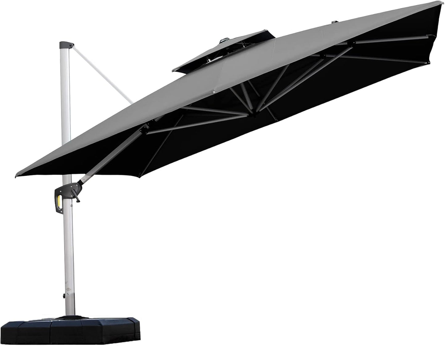 PURPLE LEAF 9' X 12' Patio Umbrella Outdoor Rectangle Umbrella Large Cantilever Umbrella Windproof Offset Heavy Duty Sun for Garden Deck Pool Patio, Beige