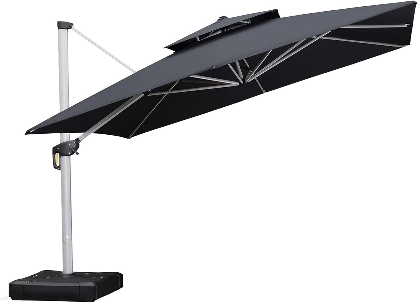 PURPLE LEAF 9' X 12' Patio Umbrella Outdoor Rectangle Umbrella Large Cantilever Umbrella Windproof Offset Heavy Duty Sun for Garden Deck Pool Patio, Beige