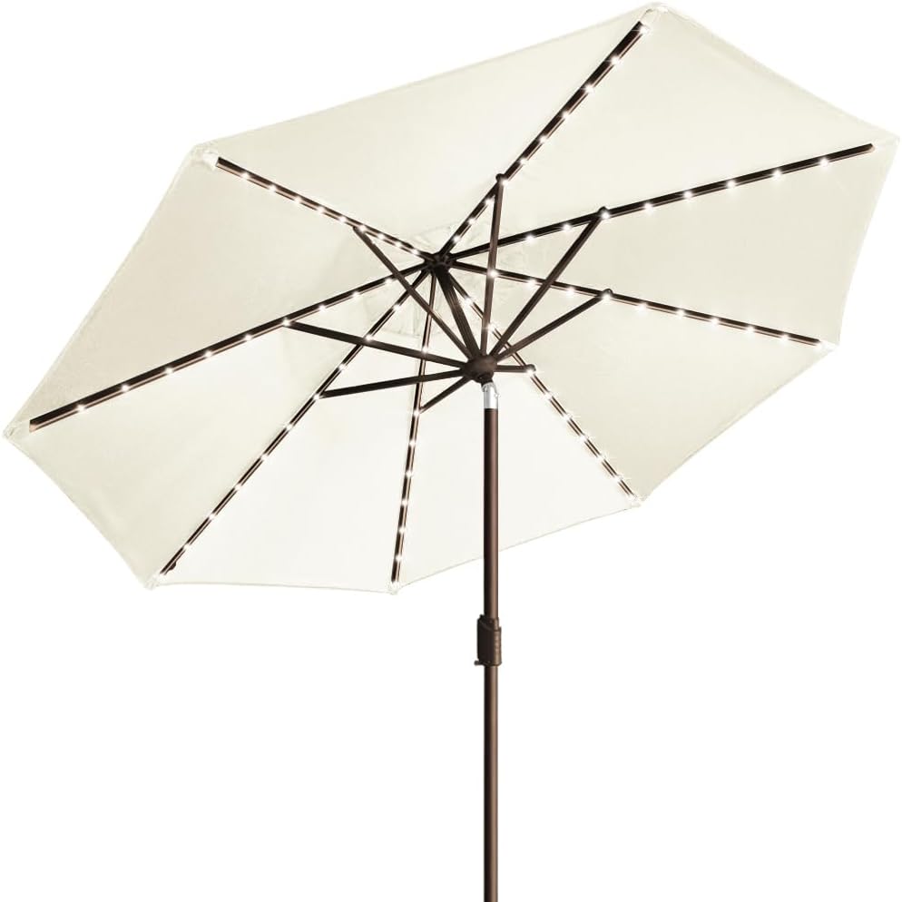 EliteShade USA 10-Year-Non-Fading Solar 9ft 3 Tiers Market Umbrella with 80 LED Lights Patio Umbrellas Outdoor Table with Ventilation,Burgundy