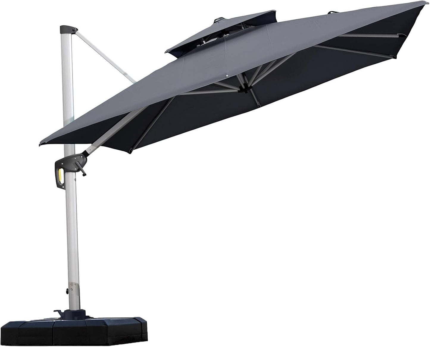 PURPLE LEAF 9' X 12' Patio Umbrella Outdoor Rectangle Umbrella Large Cantilever Umbrella Windproof Offset Heavy Duty Sun for Garden Deck Pool Patio, Beige