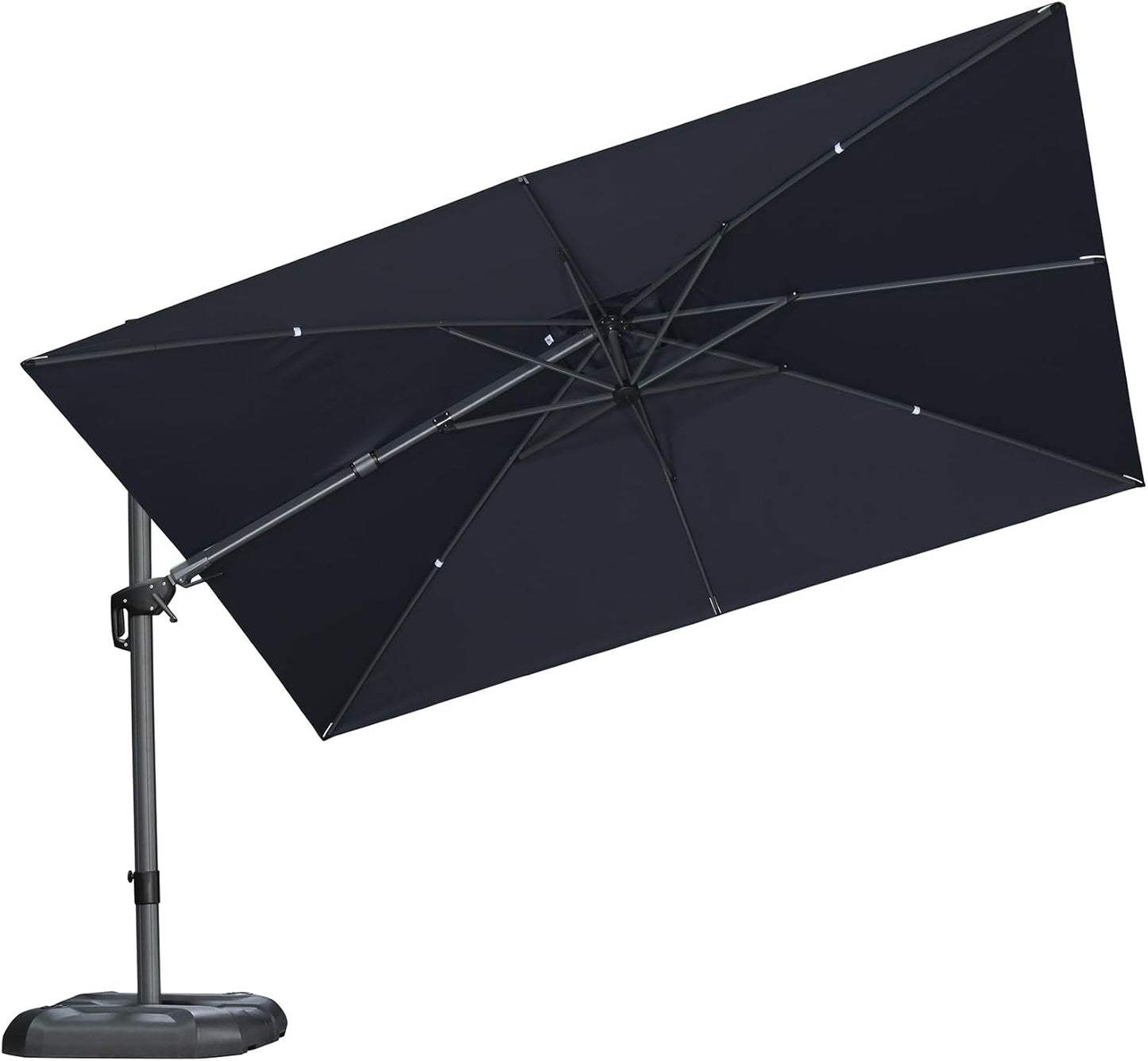 PURPLE LEAF 9' X 11.5' Patio Umbrella Outdoor Cantilever Rectangle Umbrella Aluminum Offset Umbrella with 360-degree Rotation for Garden Deck Pool Patio, Navy Blue