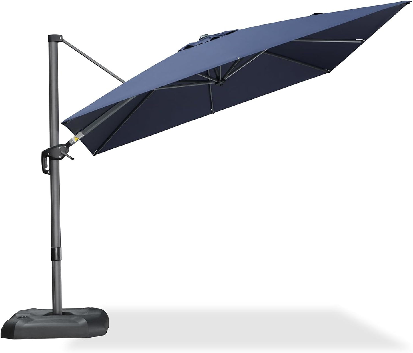 PURPLE LEAF 9' X 11.5' Patio Umbrella Outdoor Cantilever Rectangle Umbrella Aluminum Offset Umbrella with 360-degree Rotation for Garden Deck Pool Patio, Navy Blue