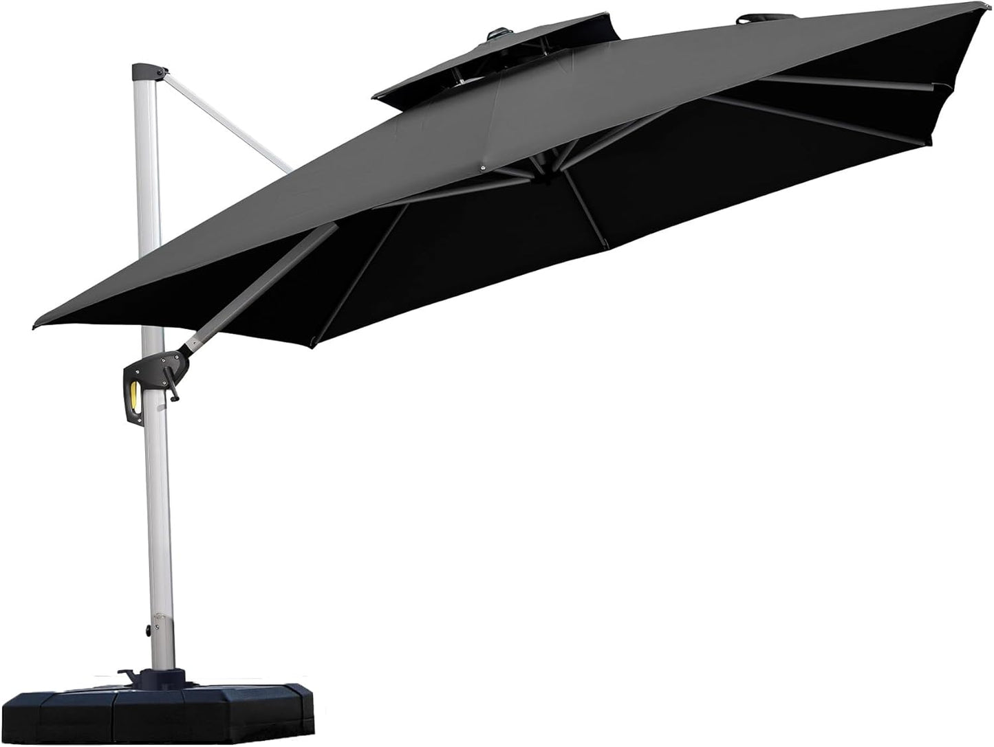 PURPLE LEAF 9' X 12' Patio Umbrella Outdoor Rectangle Umbrella Large Cantilever Umbrella Windproof Offset Heavy Duty Sun for Garden Deck Pool Patio, Beige