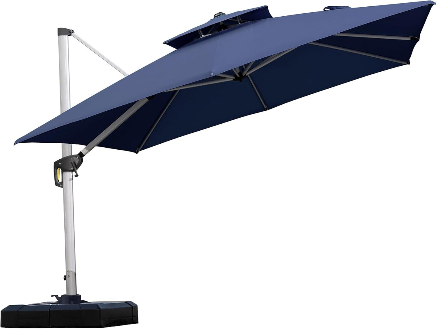 PURPLE LEAF 9' X 12' Patio Umbrella Outdoor Rectangle Umbrella Large Cantilever Umbrella Windproof Offset Heavy Duty Sun for Garden Deck Pool Patio, Beige