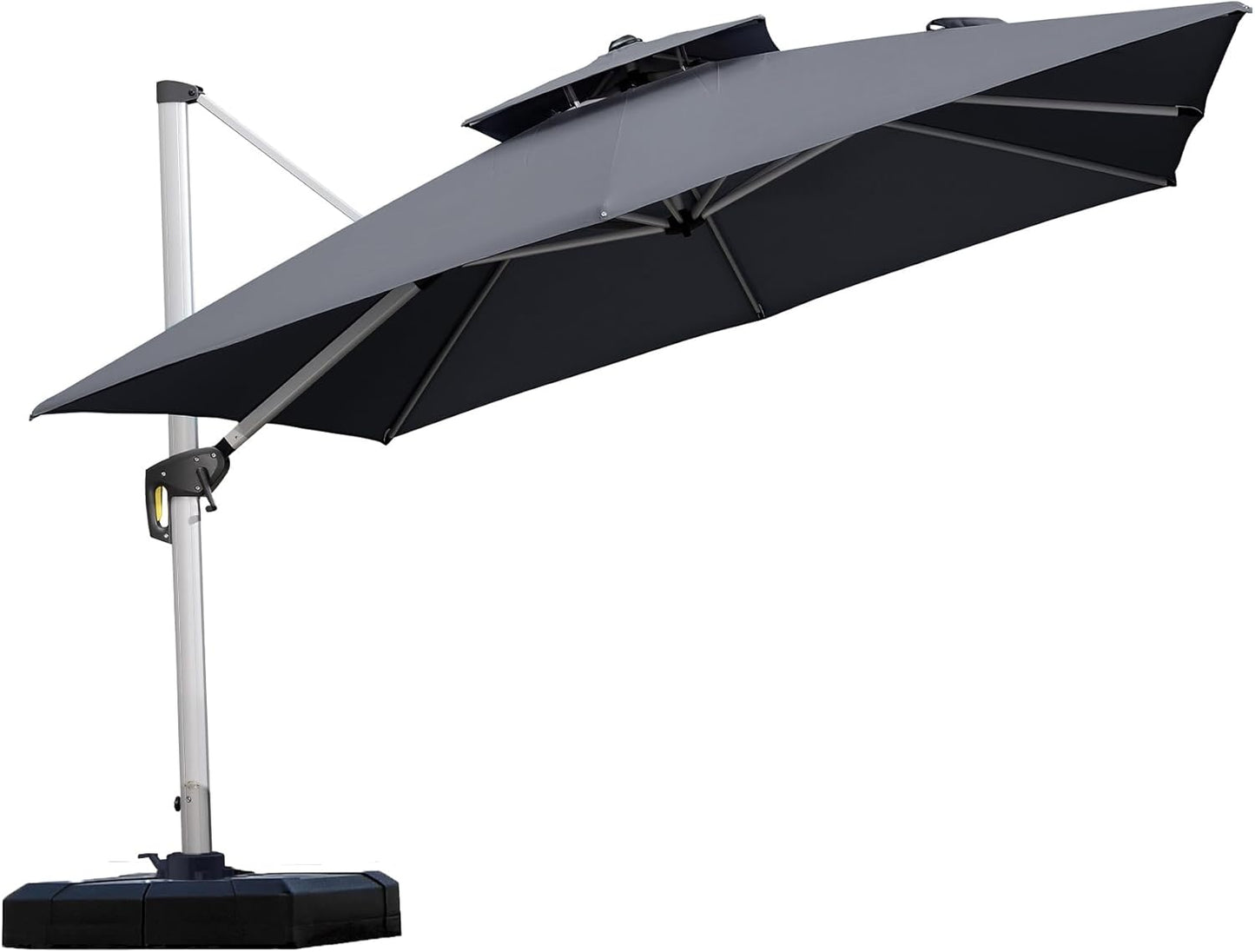 PURPLE LEAF 9' X 12' Patio Umbrella Outdoor Rectangle Umbrella Large Cantilever Umbrella Windproof Offset Heavy Duty Sun for Garden Deck Pool Patio, Beige
