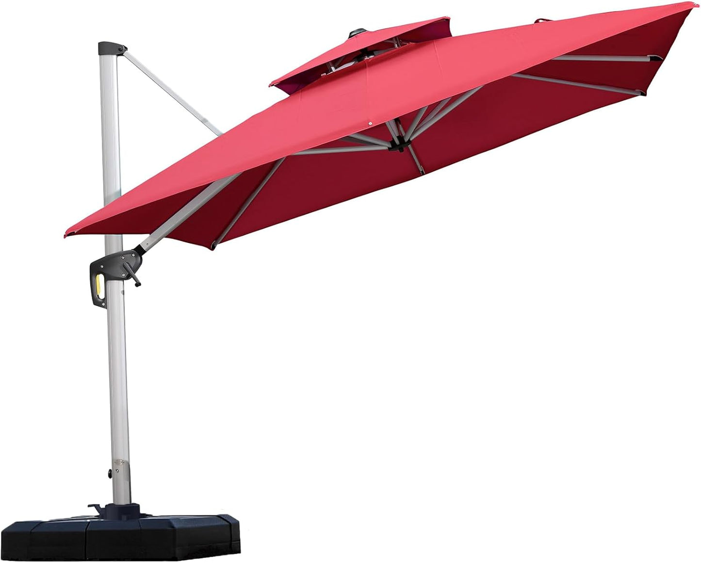 PURPLE LEAF 9' X 12' Patio Umbrella Outdoor Rectangle Umbrella Large Cantilever Umbrella Windproof Offset Heavy Duty Sun for Garden Deck Pool Patio, Beige