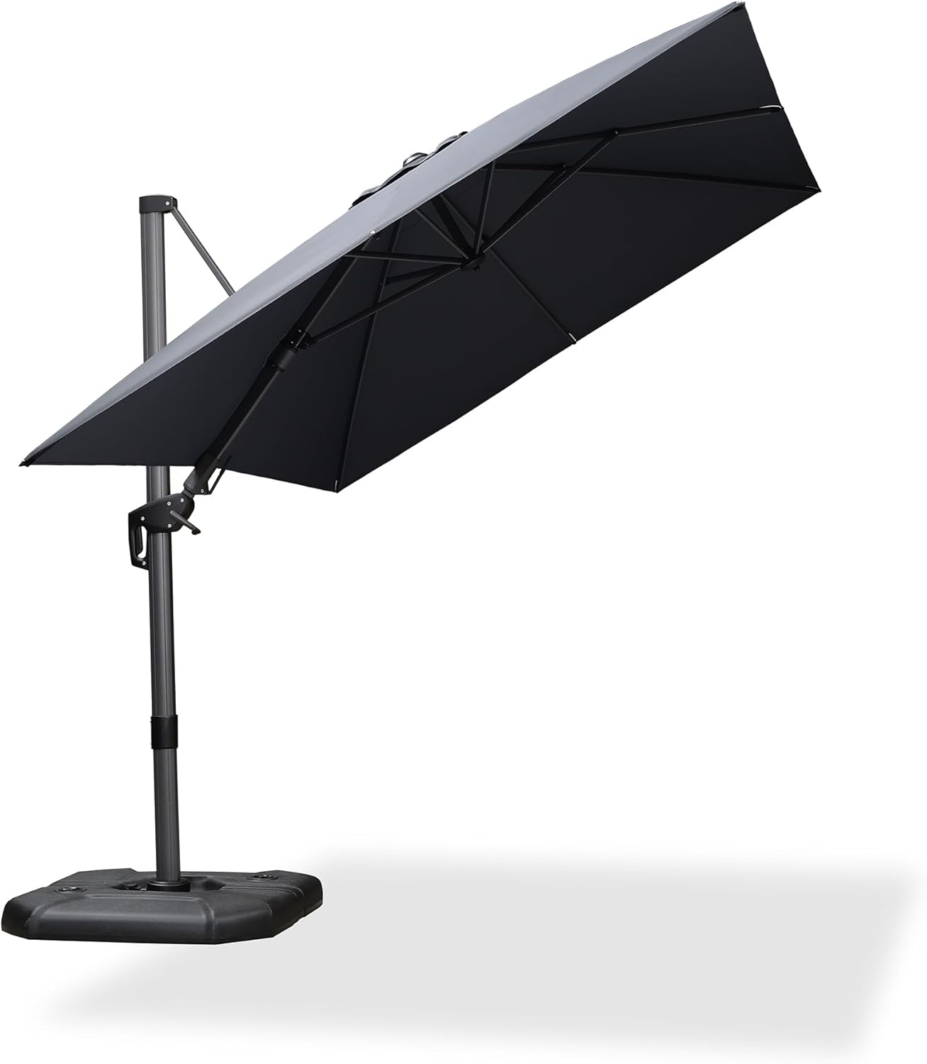 PURPLE LEAF 9' X 11.5' Patio Umbrella Outdoor Cantilever Rectangle Umbrella Aluminum Offset Umbrella with 360-degree Rotation for Garden Deck Pool Patio, Navy Blue