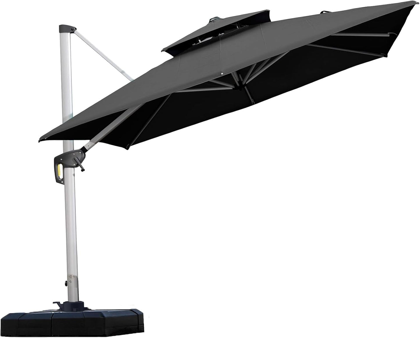 PURPLE LEAF 9' X 12' Patio Umbrella Outdoor Rectangle Umbrella Large Cantilever Umbrella Windproof Offset Heavy Duty Sun for Garden Deck Pool Patio, Beige
