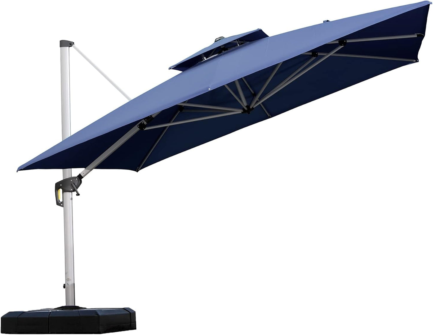 PURPLE LEAF 9' X 12' Patio Umbrella Outdoor Rectangle Umbrella Large Cantilever Umbrella Windproof Offset Heavy Duty Sun for Garden Deck Pool Patio, Beige