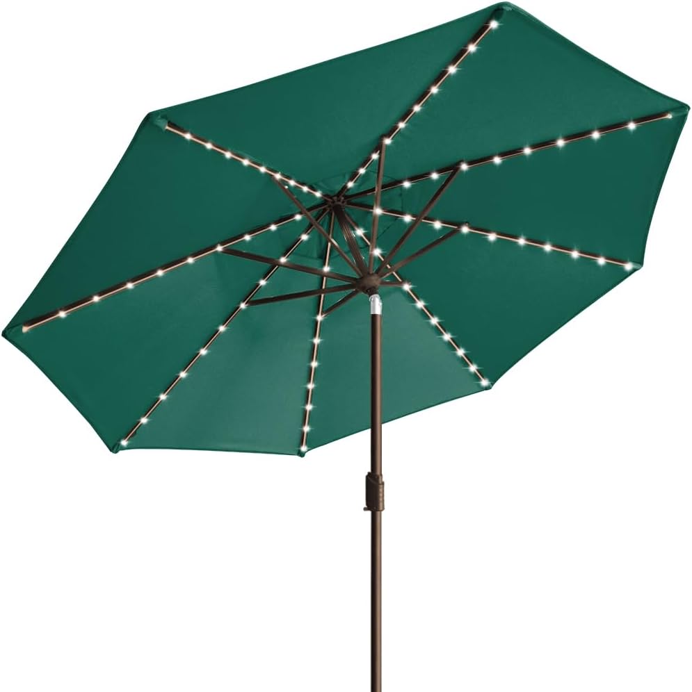 EliteShade USA 10-Year-Non-Fading Solar 9ft 3 Tiers Market Umbrella with 80 LED Lights Patio Umbrellas Outdoor Table with Ventilation,Burgundy