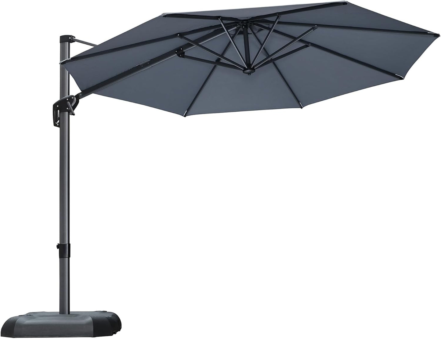 PURPLE LEAF 9' X 11.5' Patio Umbrella Outdoor Cantilever Rectangle Umbrella Aluminum Offset Umbrella with 360-degree Rotation for Garden Deck Pool Patio, Navy Blue