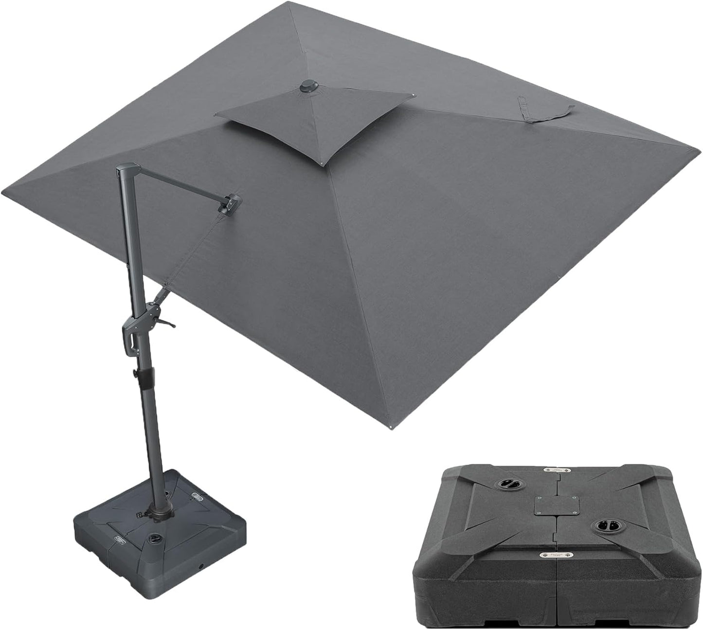 PURPLE LEAF 10' x 13' Cantilever Patio Umbrella Outdoor Umbrella with 330lbs Base Large Rectangular Windproof Offset Umbrella for Pool Deck Garden, Sand Dune