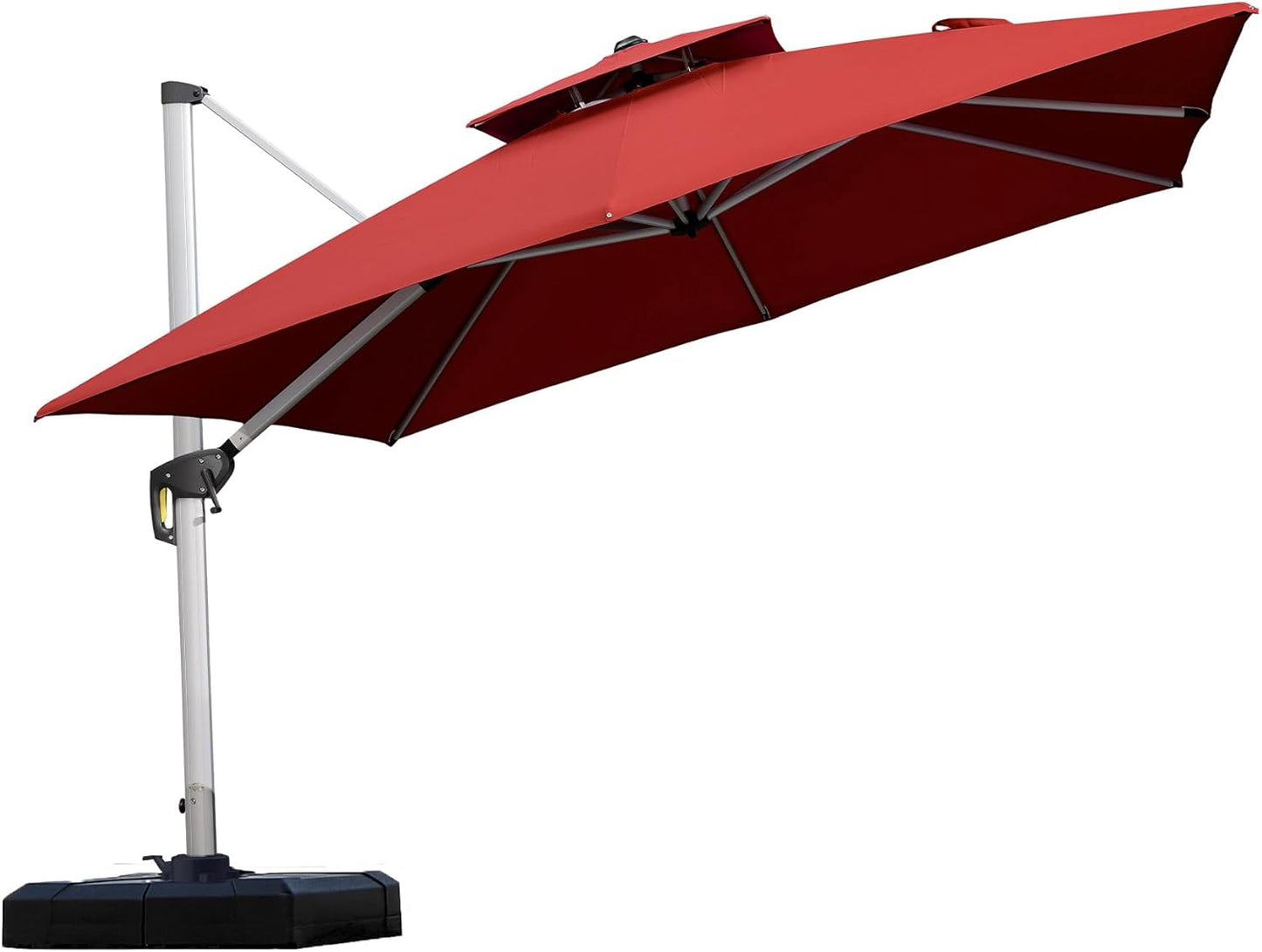 PURPLE LEAF 9' X 12' Patio Umbrella Outdoor Rectangle Umbrella Large Cantilever Umbrella Windproof Offset Heavy Duty Sun for Garden Deck Pool Patio, Beige