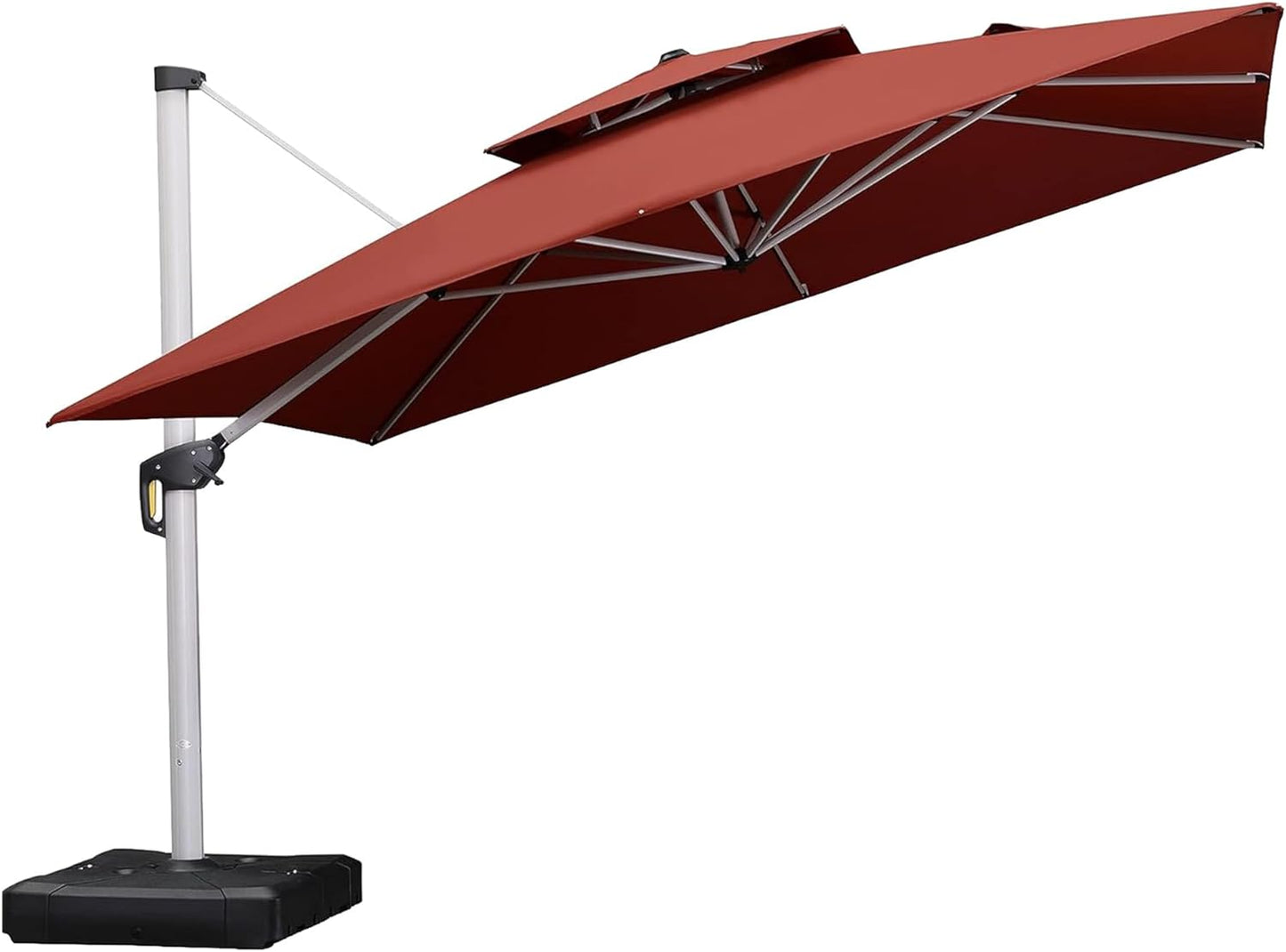 PURPLE LEAF 9' X 12' Patio Umbrella Outdoor Rectangle Umbrella Large Cantilever Umbrella Windproof Offset Heavy Duty Sun for Garden Deck Pool Patio, Beige