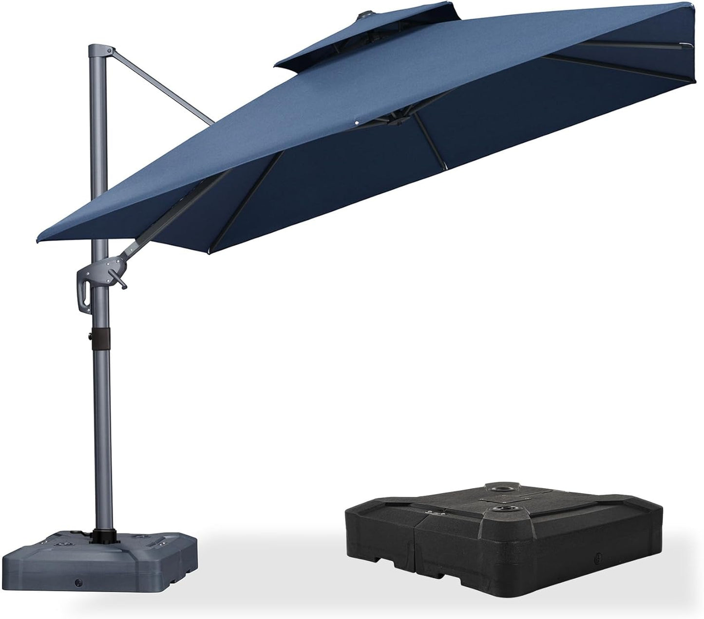 PURPLE LEAF 10' x 13' Cantilever Patio Umbrella Outdoor Umbrella with 330lbs Base Large Rectangular Windproof Offset Umbrella for Pool Deck Garden, Sand Dune