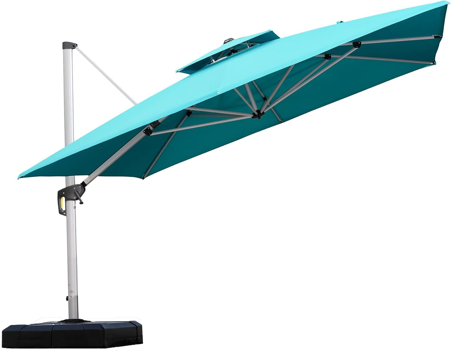 PURPLE LEAF 9' X 12' Patio Umbrella Outdoor Rectangle Umbrella Large Cantilever Umbrella Windproof Offset Heavy Duty Sun for Garden Deck Pool Patio, Beige