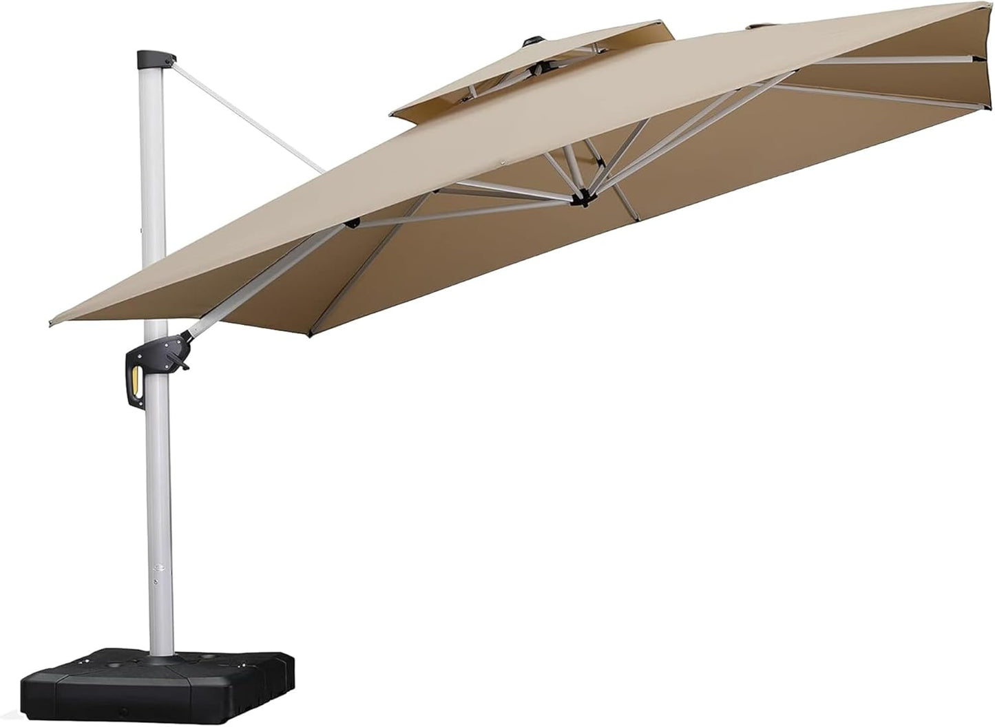 PURPLE LEAF 9' X 12' Patio Umbrella Outdoor Rectangle Umbrella Large Cantilever Umbrella Windproof Offset Heavy Duty Sun for Garden Deck Pool Patio, Beige