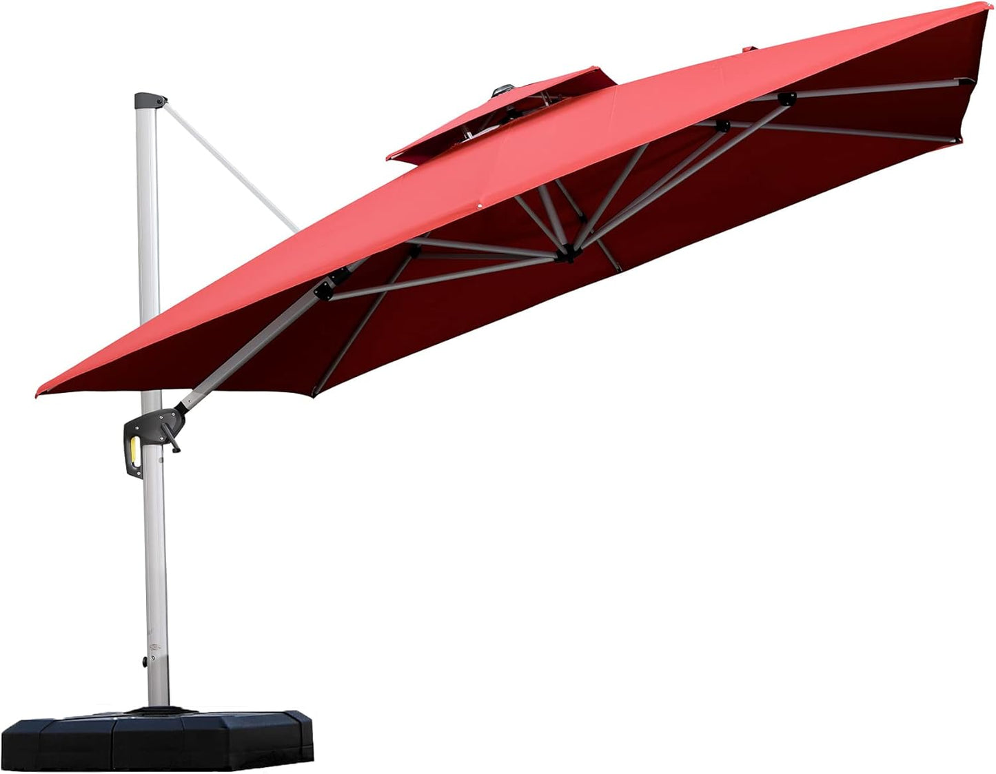PURPLE LEAF 9' X 12' Patio Umbrella Outdoor Rectangle Umbrella Large Cantilever Umbrella Windproof Offset Heavy Duty Sun for Garden Deck Pool Patio, Beige