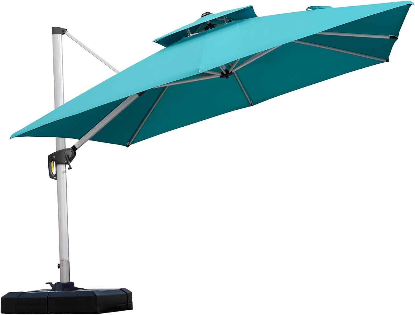PURPLE LEAF 9' X 12' Patio Umbrella Outdoor Rectangle Umbrella Large Cantilever Umbrella Windproof Offset Heavy Duty Sun for Garden Deck Pool Patio, Beige