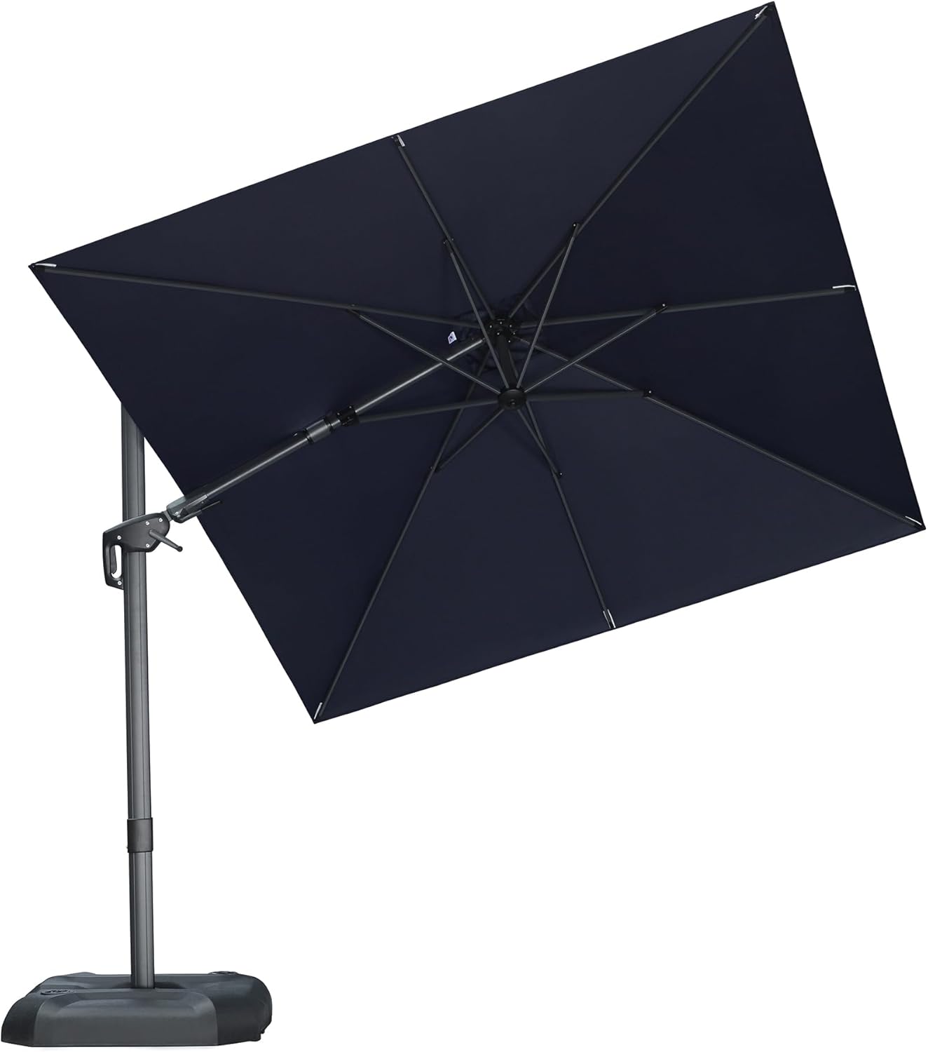 PURPLE LEAF 9' X 11.5' Patio Umbrella Outdoor Cantilever Rectangle Umbrella Aluminum Offset Umbrella with 360-degree Rotation for Garden Deck Pool Patio, Navy Blue