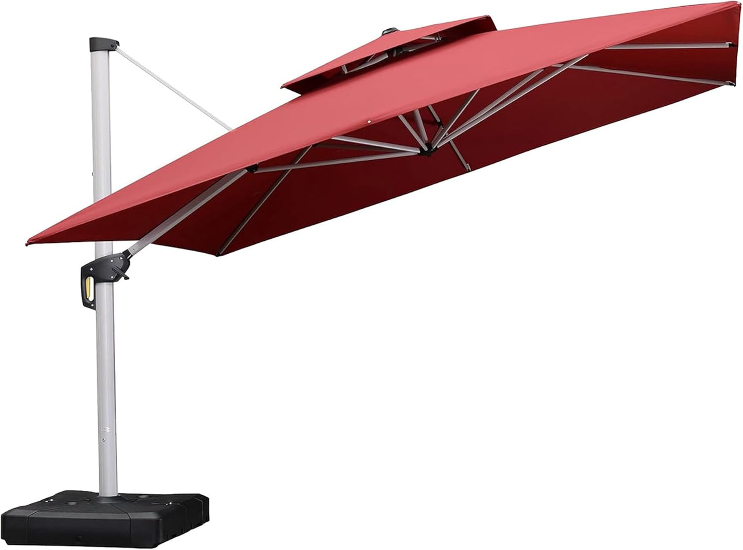 PURPLE LEAF 9' X 12' Patio Umbrella Outdoor Rectangle Umbrella Large Cantilever Umbrella Windproof Offset Heavy Duty Sun for Garden Deck Pool Patio, Beige