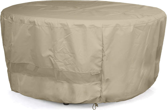 Covermates Round Dining Table Cover - Water-Resistant Polyester, Mesh Ventilation, Patio Table Covers, Round 72DIAMETER x 30H, Khaki