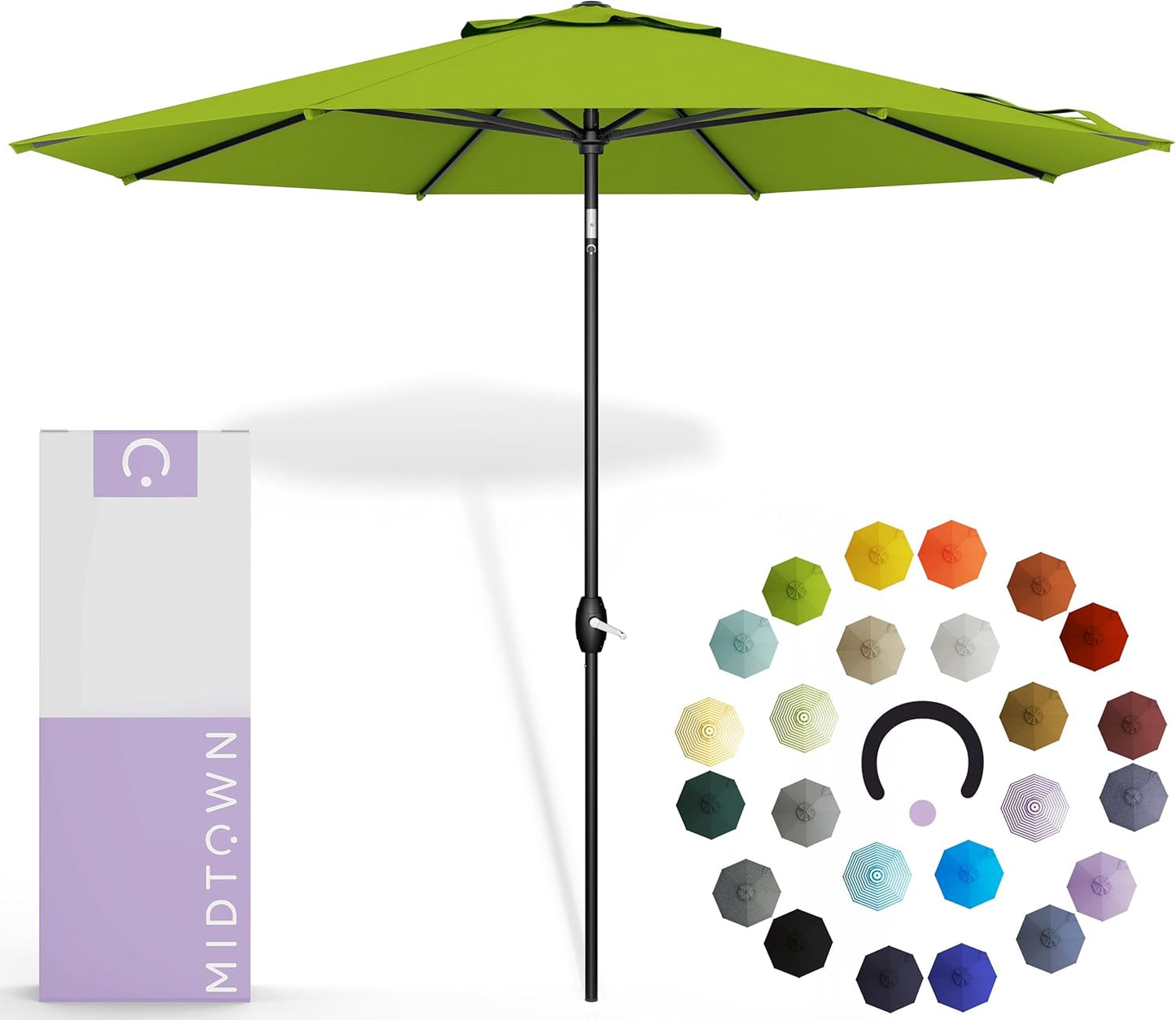 Midtown Umbrellas 10-Year-No-Fade - 10 Ft - UV Proof Apple Red Polyester Fabric - Umbrella Outdoor Patio, Aluminum Frame Large Patio Umbrella for Garden, Pool & Deck - Black Pole