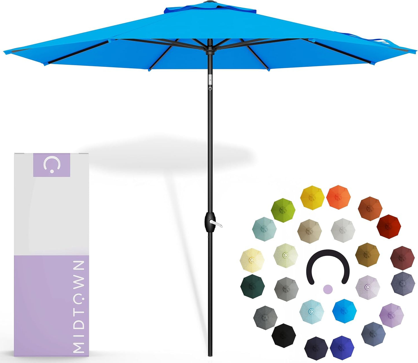 Midtown Umbrellas 10-Year-No-Fade - 10 Ft - UV Proof Apple Red Polyester Fabric - Umbrella Outdoor Patio, Aluminum Frame Large Patio Umbrella for Garden, Pool & Deck - Black Pole