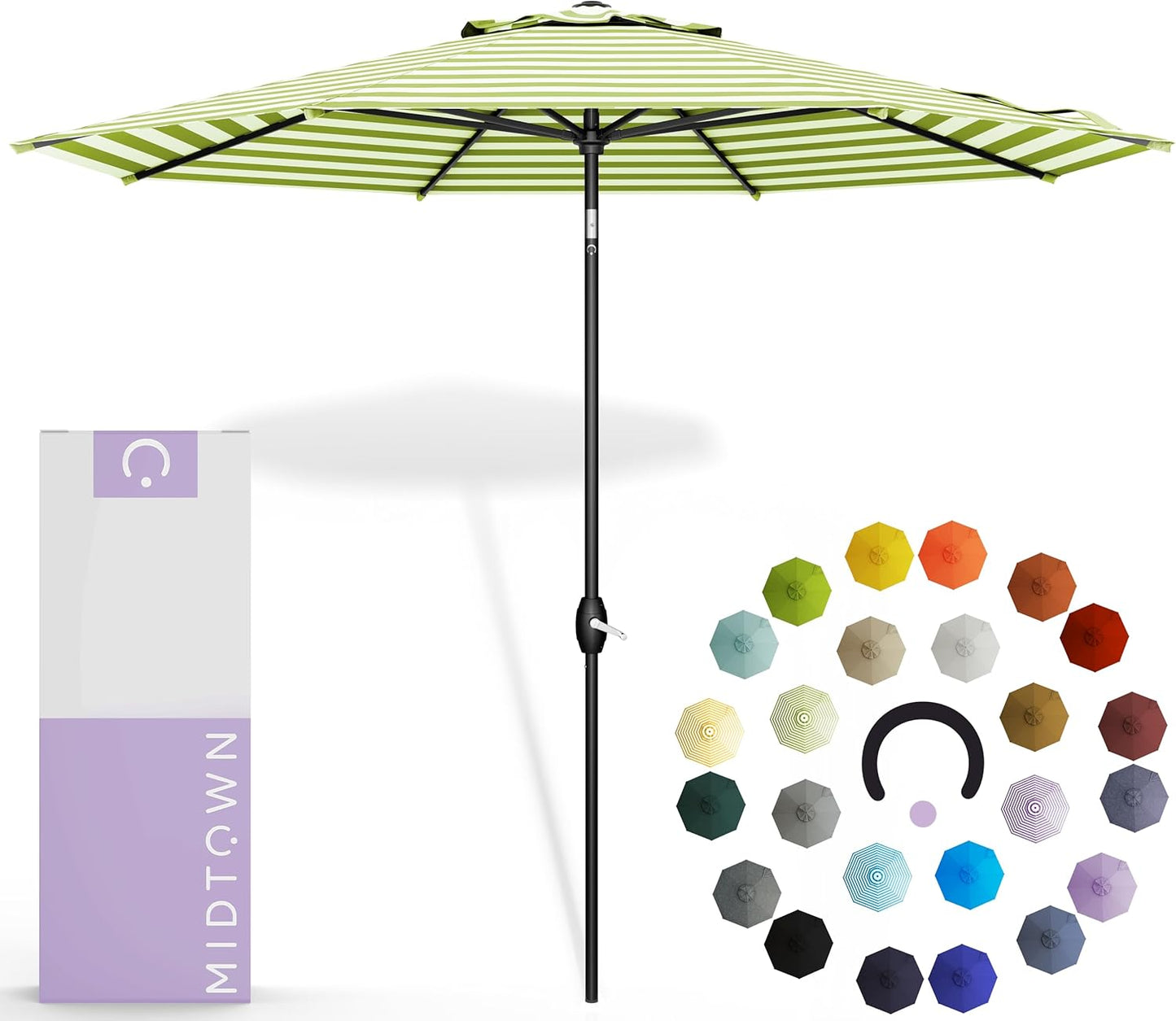 Midtown Umbrellas 10-Year-No-Fade - 10 Ft - UV Proof Apple Red Polyester Fabric - Umbrella Outdoor Patio, Aluminum Frame Large Patio Umbrella for Garden, Pool & Deck - Black Pole
