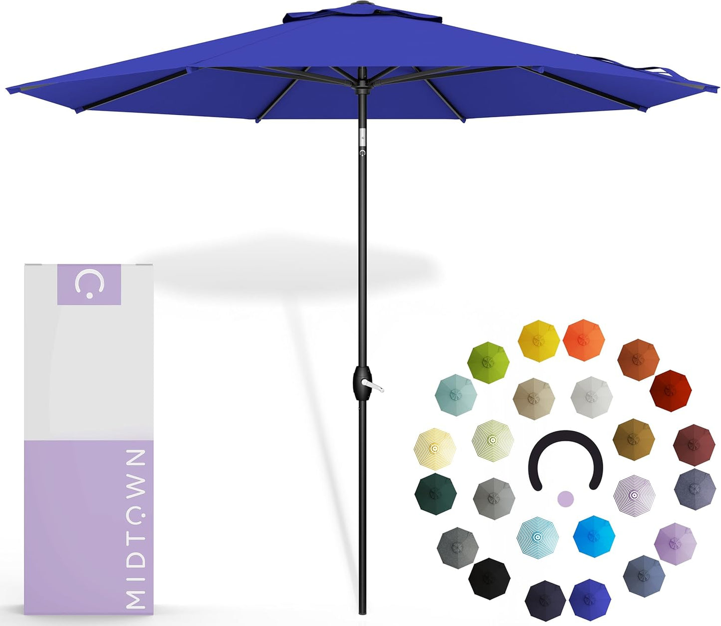 Midtown Umbrellas 10-Year-No-Fade - 10 Ft - UV Proof Apple Red Polyester Fabric - Umbrella Outdoor Patio, Aluminum Frame Large Patio Umbrella for Garden, Pool & Deck - Black Pole