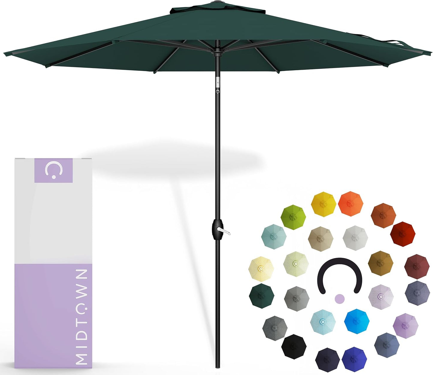 Midtown Umbrellas 10-Year-No-Fade - 10 Ft - UV Proof Apple Red Polyester Fabric - Umbrella Outdoor Patio, Aluminum Frame Large Patio Umbrella for Garden, Pool & Deck - Black Pole