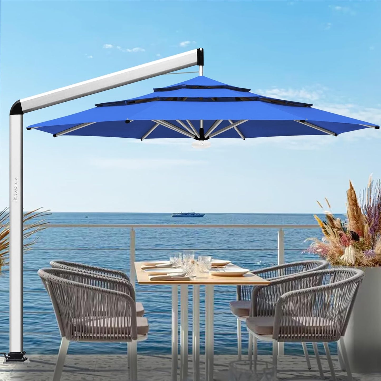 EliteShade USA 10-Year-Non-Fading 9Ft 3 Tiers Market Umbrella Patio Umbrella Outdoor Table Umbrella with Ventilation, Forest Green