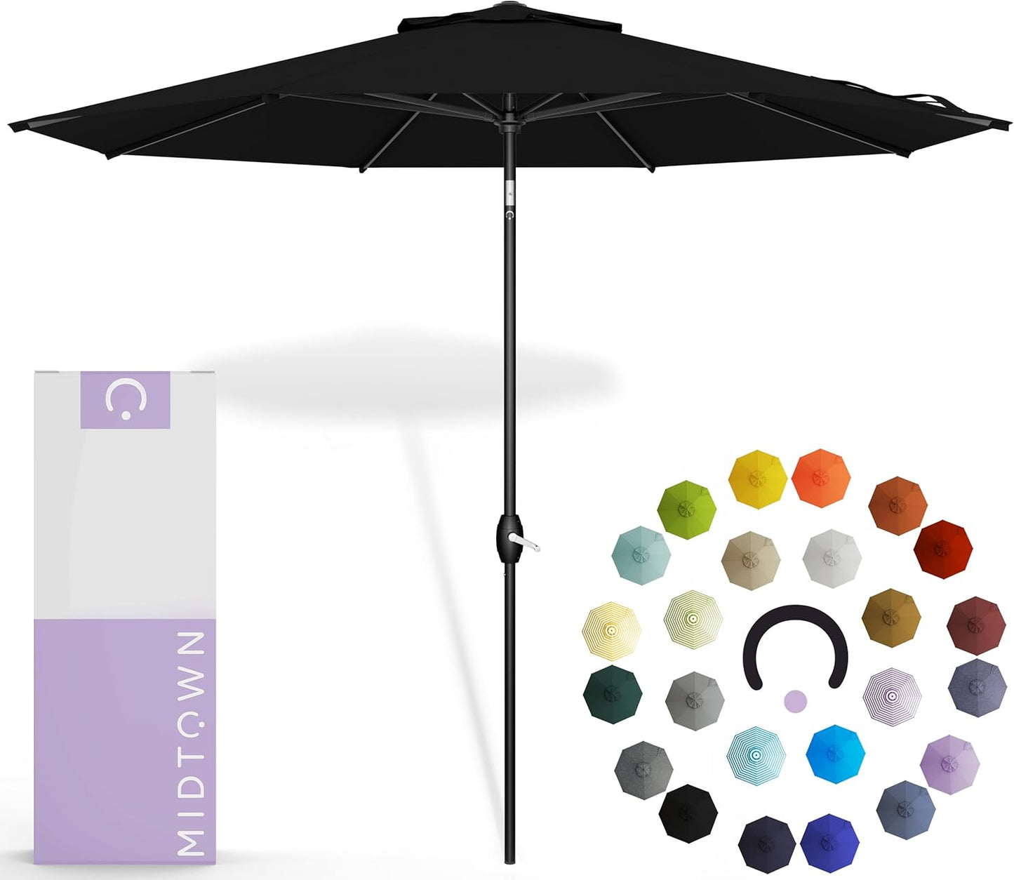 Midtown Umbrellas 10-Year-No-Fade - 10 Ft - UV Proof Apple Red Polyester Fabric - Umbrella Outdoor Patio, Aluminum Frame Large Patio Umbrella for Garden, Pool & Deck - Black Pole