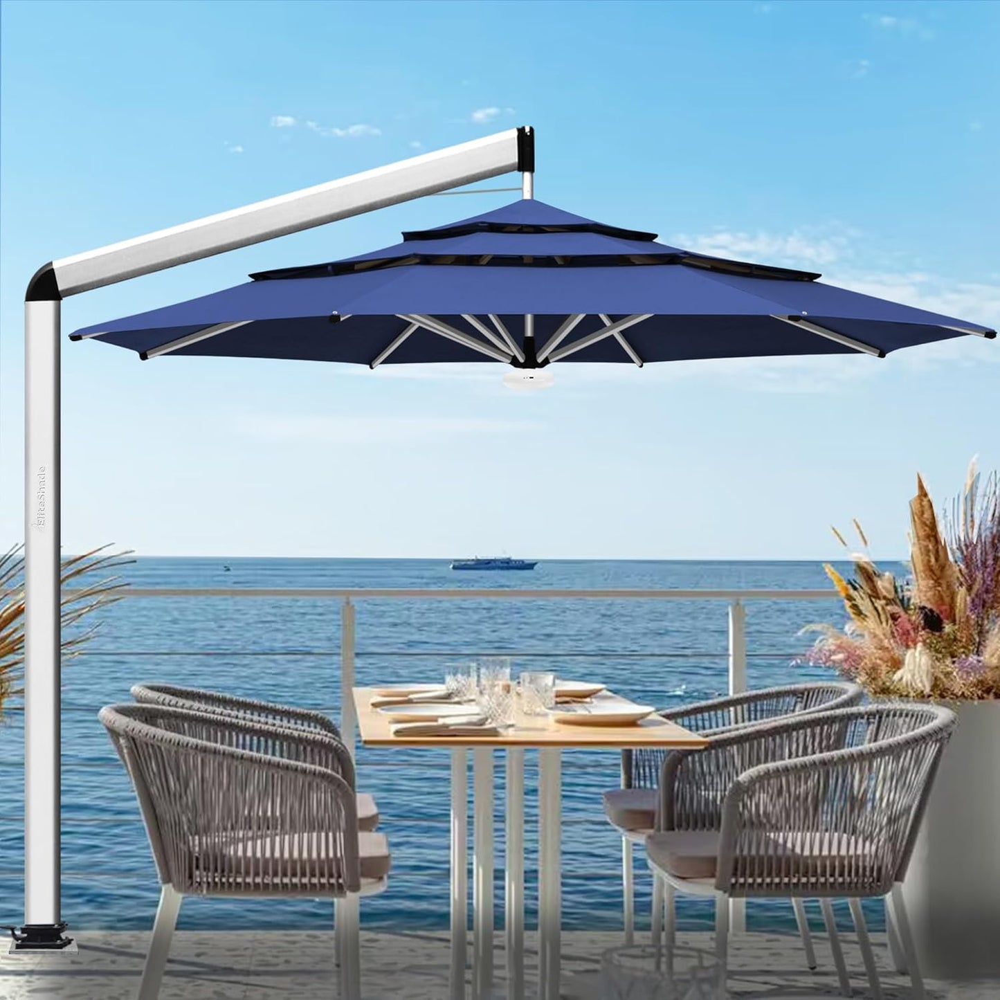 EliteShade USA 10-Year-Non-Fading 9Ft 3 Tiers Market Umbrella Patio Umbrella Outdoor Table Umbrella with Ventilation, Forest Green